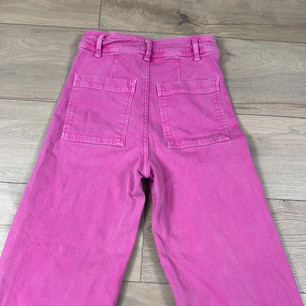 Zara Women's Viral Pink Wide-Leg Jeans Cut Off - Picture 14 of 16